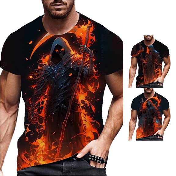 NinXxx Men's Summer Casual Solid Round Neck Slim Fit T Shirt Watermelon Red XXXL