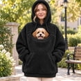 thumbnail image 3 of laqbezok Women's Pet Dog Pouch Hoodie, Oversized Dog Carrier Sweatshirt with Large Pocket, Long Sleeve Fleece Dog Hoodie & Cozy Winter Clothes, Black XXL, 3 of 4