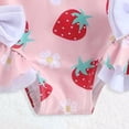 thumbnail image 5 of Gubotare Toddler Swimsuit Girl One Piece Girls One Piece Swimsuits Toddler Bathing Suit Little Kids Cute Swimwear Quick Dry Striped Ruffle Floral 4T 5T (Watermelon Red,4-5 Years), 5 of 7