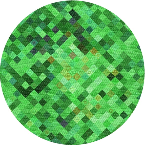 Ahgly Company Indoor Round Patterned Neon Green Area Rugs, 7' Round