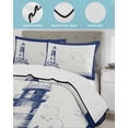 thumbnail image 4 of Quilts Twin XL Size, Lighthouse Soft Comforter Bedding Set for Bed, Ocean Seagull Vintage Navy Blue Coastal Boat Lightweight Quilted Bedspread with Pillow Cover(2 Pieces) for All Season, 68x98 Inch, 4 of 6