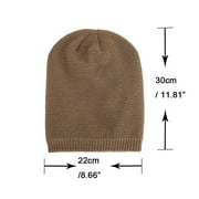Mikilon Winter Solid Color Knitted Warm Hats for Men Plus Velvet and Thicken Thermal Hats Comfortable Round Top Hats