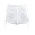thumbnail image 4 of Women's Ripped Denim Shorts - Low Rise Distressed Streetwear Stretch Jeans Shorts for Casual Outfits ,White,2XL, 4 of 6