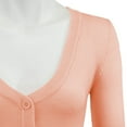thumbnail image 2 of YEMAK Women's Cropped Bolero 3/4 Sleeve Button Down Cardigan Sweater CO129-PCH-XL, 2 of 11