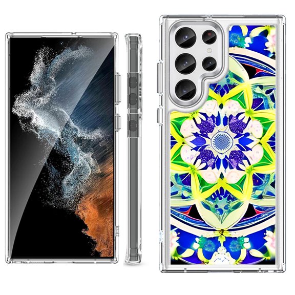 Shockproof Bumper Phone Case for Samsung Galaxy S23 Ultra 5G, by OneToughShield ® - Mandalas Color