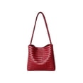 thumbnail image 2 of Woven Tote Bag Leather Bucket Bags for Women Summer Hobo Handbag Beach Vacation Purse Vintage Shoulder Bag for Travel, 2 of 7
