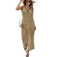 thumbnail image 2 of Textile Burlap Horizontal Background with Natural Texture Dress Summer Street Style Bohemia Long Dresses Female Sleeveless Printed Maxi Dress, 2 of 9