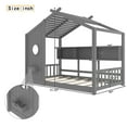 thumbnail image 7 of Miniyam Twin Size Montessori Floor House Bed with Roof Design and Storage Shelf for Kids, Gray, 7 of 7