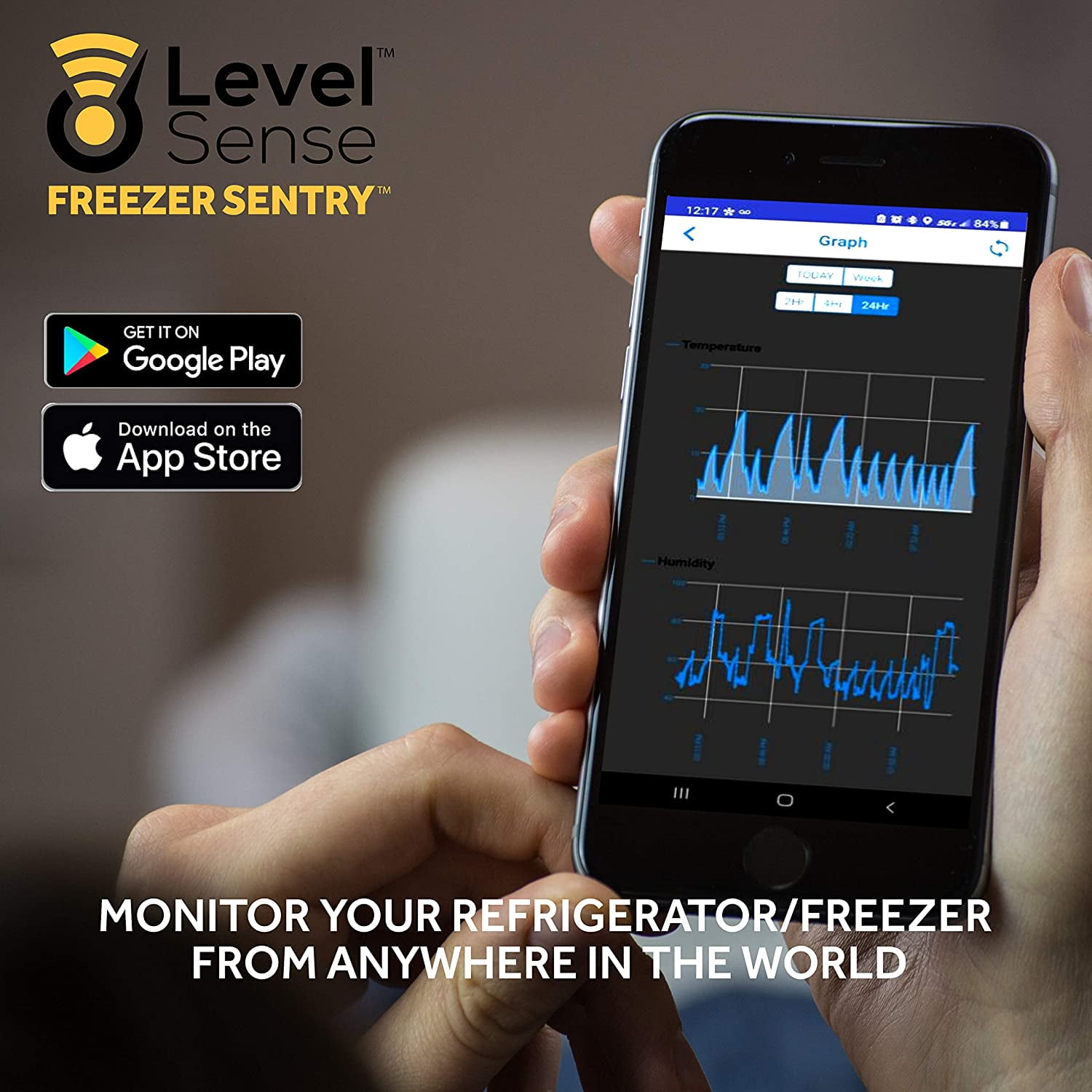 Freezer Temperature Alarm with Email, Wi-Fi Enabled, 4 Foot. Sensor