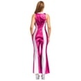 thumbnail image 2 of renvena Women 70s Outfits Shiny Disco Prom Jumpsuit Music Festival Raves Party Hippie Costume Flared Long Pants Rompers Hot Pink L, 2 of 7