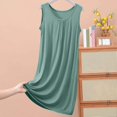thumbnail image 3 of Blmnix Sleep Tanks Womens Nightgowns Bamboo Nightgowns Lightweight Nightgowns Sleep Shirts Gray Crew Neck Below-the-Knee Sleeveless Moo Moo Nightgown, 3 of 6