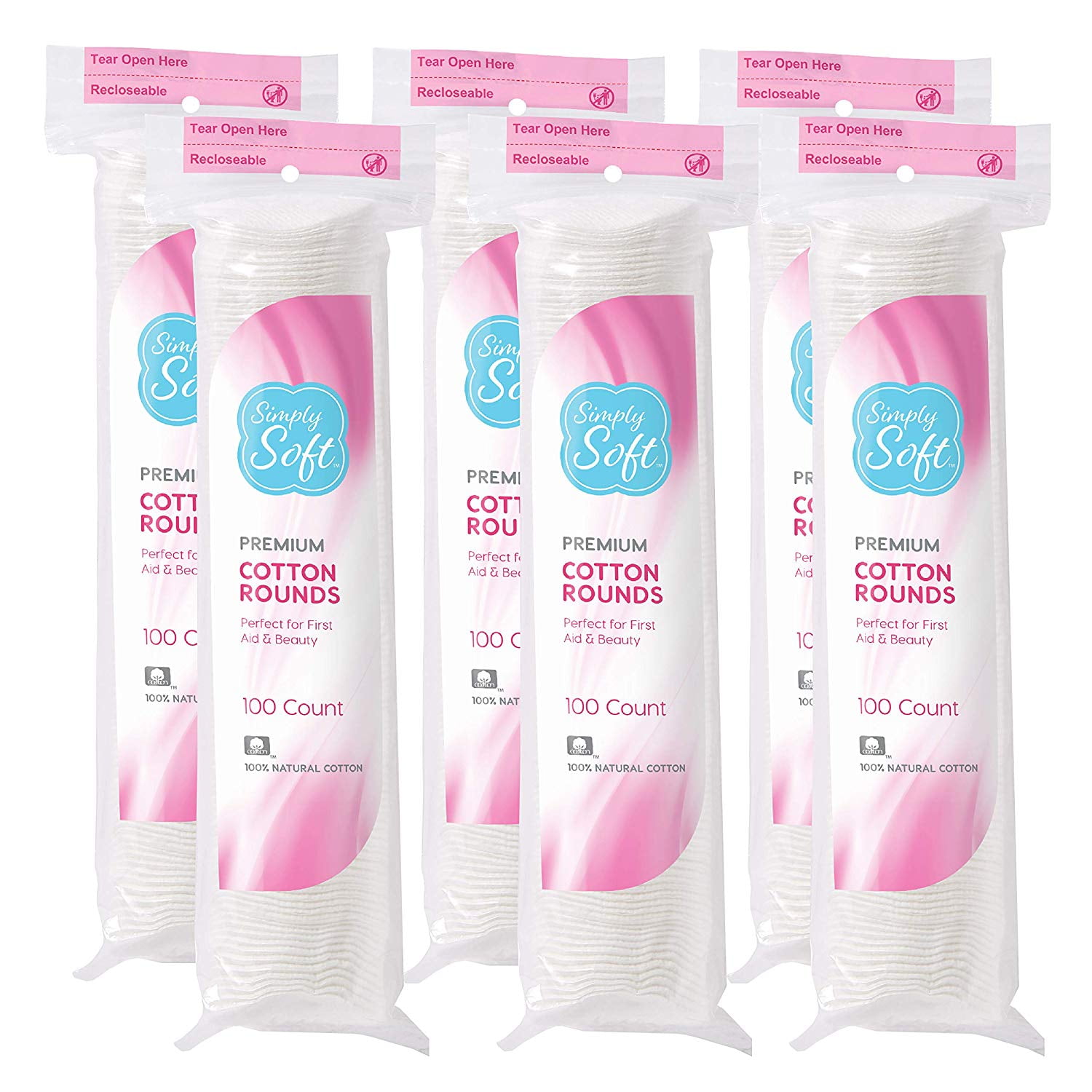 Simply Soft Premium Cotton Rounds, 100 Pure,Natural Cotton Pads, 600