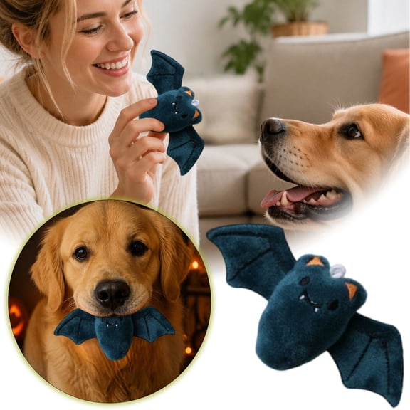 Squeaky Bat Plush Dog Toy 4.33 Inch, Halloween Themed Interactive Pet Toy for Indoor Outdoor Play, Soft Stuffed Animal Chew Toy for Small Medium Dogs