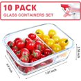 thumbnail image 2 of 10 Pack Glass Meal Prep Containers 2 Compartment Set, 30 OZ Airtight Glass Lunch Containers,  Storage Containers with , for Microwave, Oven, Freezer & Dishwasher Friendly,Red, 2 of 6