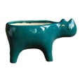 thumbnail image 1 of Jarrón de porcelana con forma de gato, para jardín, accesorios para el hogar Verde, 1 of 9