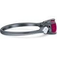 thumbnail image 6 of Three Stone Ring Kite Shape Ruby Cubic Zirconia Black Tone 925 Sterling Silver, Size 7, 6 of 7
