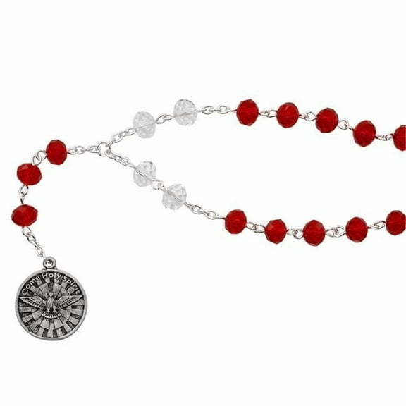 McVan CH133 Red & Clear Holy Spirit Chaplet with Explanation Card