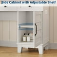 thumbnail image 5 of TROPOW Vanity Desk, Farmhouse Makeup Vanity with Mirror and Lights & Power Outlet, Glass Top Makeup Table with 2 Drawers and Storage Shelves, Dressing Table with Stool, White, 5 of 6