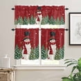 thumbnail image 2 of Christmas Snowman Kitchen Curtains and Valances Set, Winter Snowflakes Pine Trees Art Rod Pocket Window Valance 18 Inch Window Curtain Panels for Living Room Bedroom Laundry, 27.5x36in, 3 Pieces, 2 of 7
