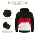 thumbnail image 2 of kamemir Hoodie Men Men's Sweatshirts Long Sleeve Pullover Patchwork Plaid Jacquard Hoodie Casual Drawstring Hoody Top(Red,L), 2 of 5