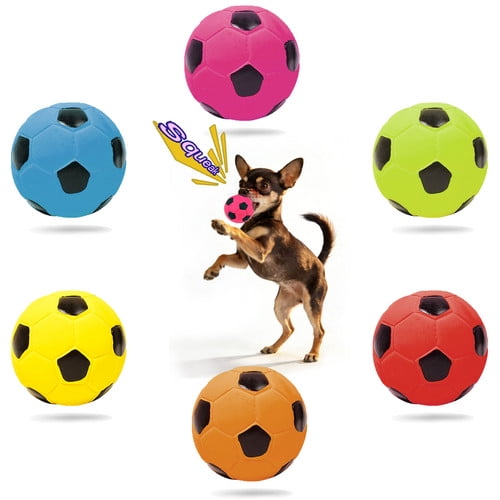 2'' Squeak Latex Dog Toy Football Chew Fetch Throw Ball for Medium Dogs Interactive Play-6pcs
