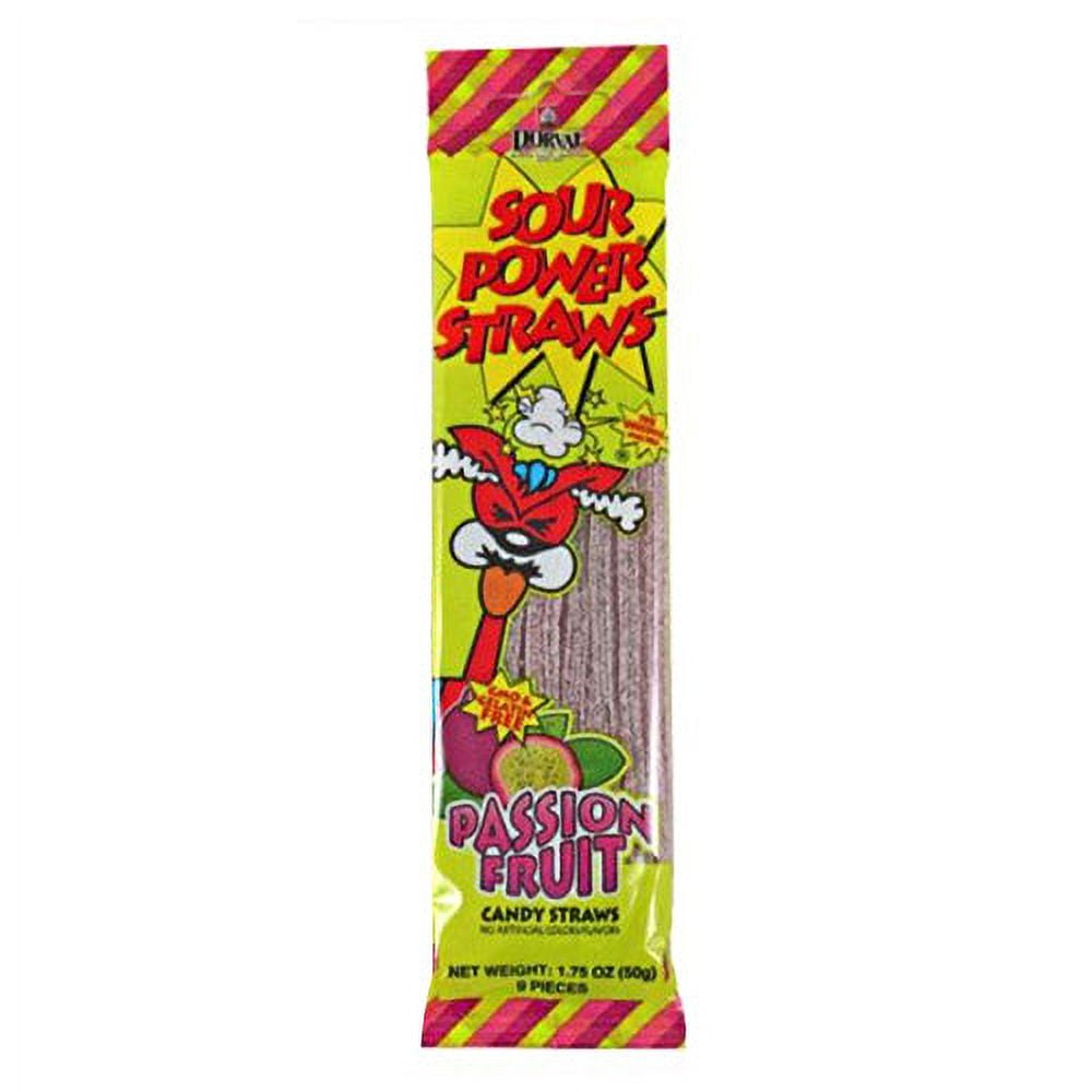 Sour Power Passionfruit Candy Straw Packages, 24Count..