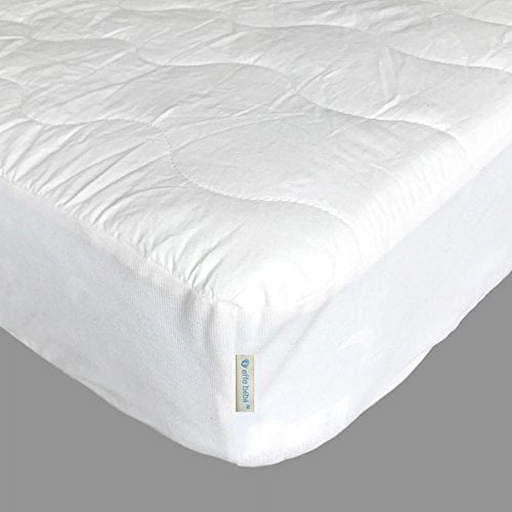 effe bebe Waterproof Crib Mattress Cover, with a 230 Count cotton top, quilted polyfill padding and a skirt that contains a non-woven waterproof laminated film backing - 2 Pack