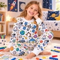 thumbnail image 4 of WOYY Kids DIY Coloring Pajamas Long Sleeve Top Pants Kids Sleep Set Nightwear, Sizes 2-9, 4 of 6