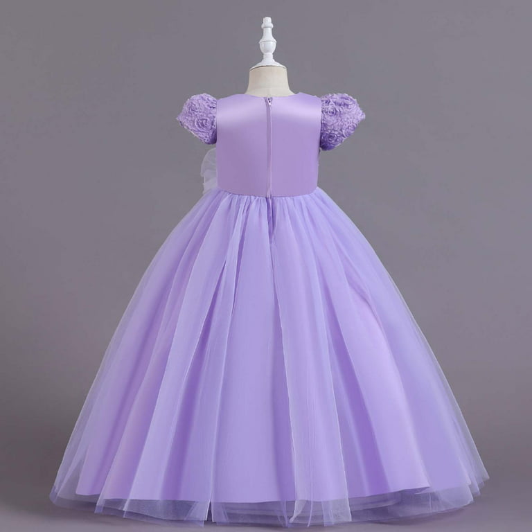 XMMSWDLA Toddler Girl Clothes Kids Dress Girls Sleeveless Princess Dress  Bow Tie Lace Flowers Mesh Dress Tufted Dress