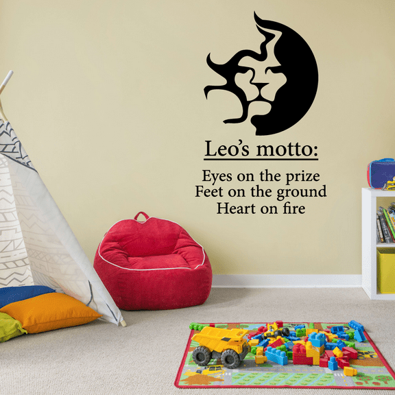 Leo Horoscope Leo Fire Sign Eyes On The Prize Feet On The Ground Heart On Fire Astronomy Zodiac Bedroom Wall Decal Art Sticker Wall Design Kids Adults Room Bedroom Wall Decoration Size (40x24 inch)