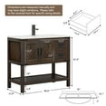 thumbnail image 4 of ELECWISH 36" Bathroom Vanity with Sink Combo, Rustic Farmhouse Vanity Cabinet with Ceramic Under Mount Sink, Faucet and Pop Up Drain Set, Two Sliding Drawers and Open Shelf, Rustic Brown​​, 4 of 11
