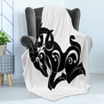 thumbnail image 4 of Zodiac Aries Soft Flannel Fleece Throw Blanket, Abstract Monochrome Goat Swirled Horns and Floral Curly Details, Cozy Plush for Indoor and Outdoor Use, 50" x 70", Black and White, by Ambesonne, 4 of 5