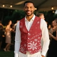 thumbnail image 4 of Yuyamidu Red Snowflake Men's Formal Vest Set Slim Fit Waistcoat for Wedding Prom Party Mens Suit Vest Christmas Tuxedo Vests Size 3XL, 4 of 7