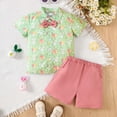 thumbnail image 3 of HCNTES Toddler Boys Outfit Sets Boy Short Sleeve Easter Cartoon Rabbit Prints T Shirt Shorts Set Toddler Gentleman Outfit, 3 of 9