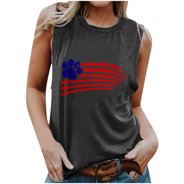 T-shirts de la Fête de l'Indépendance pour Femmes, Col Rond, Manches Courtes, Hauts à Étoiles et Rayures, Blouse d'Été Décontractée et Ample, Tee