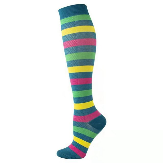 Chaussettes de Compression en Nylon à Rayures pour Hommes et Femmes, Mode Décontractée, Évacuant l'Humidité