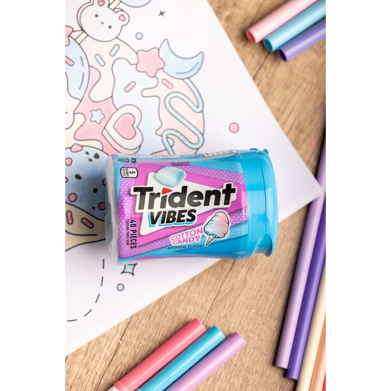Trident Vibes Sugar Free Gum, Cotton Candy, Regular Size, 40 Piece