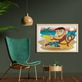 thumbnail image 2 of Tropical Animals Wall Art with Frame, Hipster Monkey with Surfboard Glasses Drinking on Beach in Sunny Day, Printed Fabric Poster for Bathroom Living Room, 35" x 23", Multicolor, by Ambesonne, 2 of 2