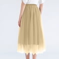 thumbnail image 4 of Womens Midi Tulle Skirts Mesh Party Long Elastic High Waist A-Line Pleated Flowy Tutu Skirts Khaki M, 4 of 4