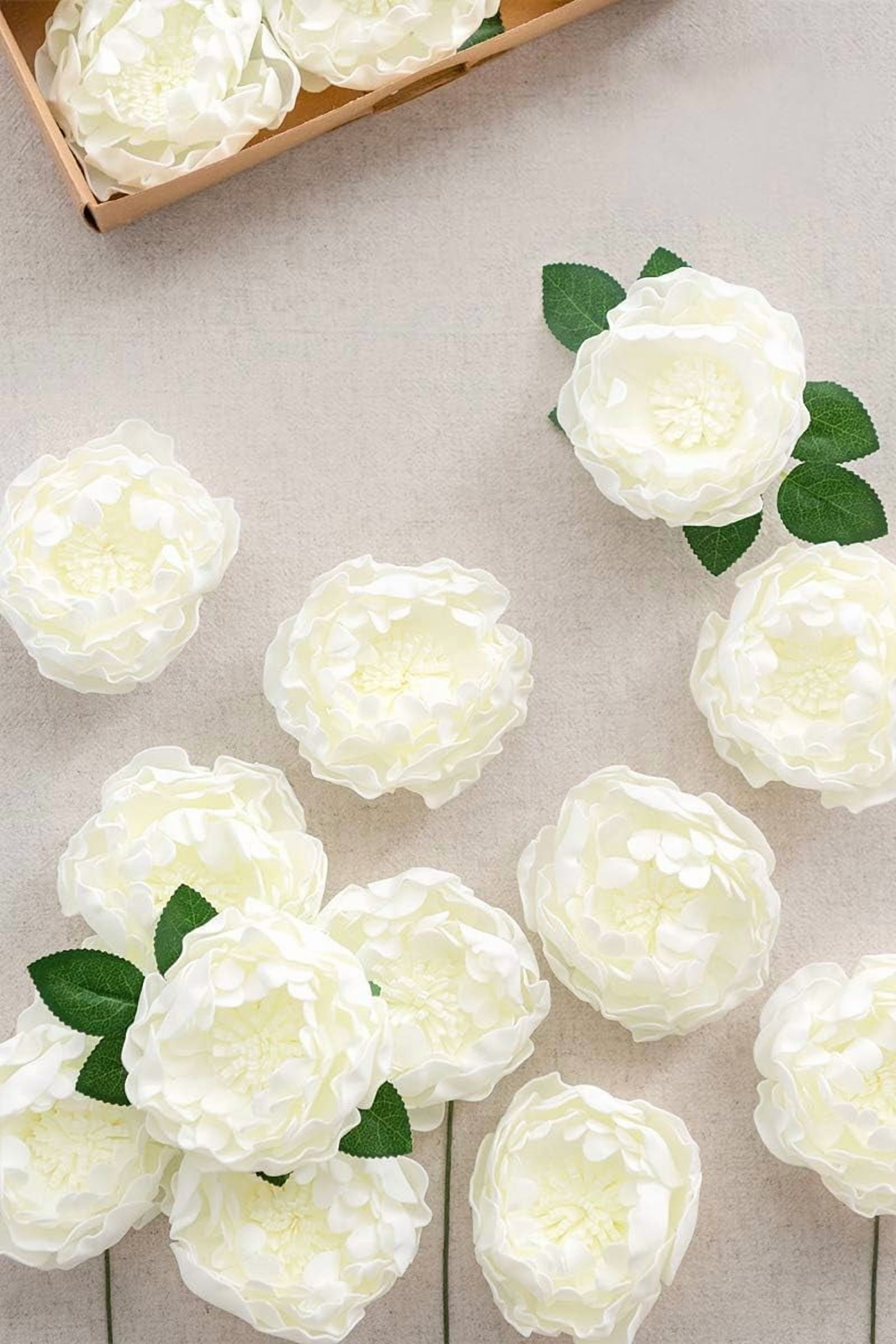 Passage 7 Flowers 16pcs Burnt Orange Rust Blooming Peonies Artificial Flowers with Stem, Artificial Peony Flowers for DIY Wedding Decorations Centerpieces Bouquets Boutonnieres (White)
