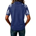 thumbnail image 6 of JULMCOMO Womens Tops Boho Floral Print 3/4 Sleeve Loose Fit Casual Polo Shirts Collared Button Summer Daily Graphic Tees Navy S, 6 of 6
