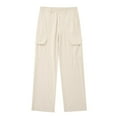 thumbnail image 1 of Timegard Pants for Women Straight Leg Solid Color Cargo Pants Lounge Pants with Pockets Fall Outdoor, 1 of 5