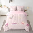 thumbnail image 2 of Feelyou Astronaut Bedding Comforter Set 7pcs, Pink Cartoon Spaceship Queen Bedding Sets, 2 of 8