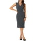 thumbnail image 1 of Vestido de tubo sin mangas con escote en V para mujeres Inspire Chic, vestido de lápiz con cinturón para el trabajo, gris oscuro S, 1 of 6