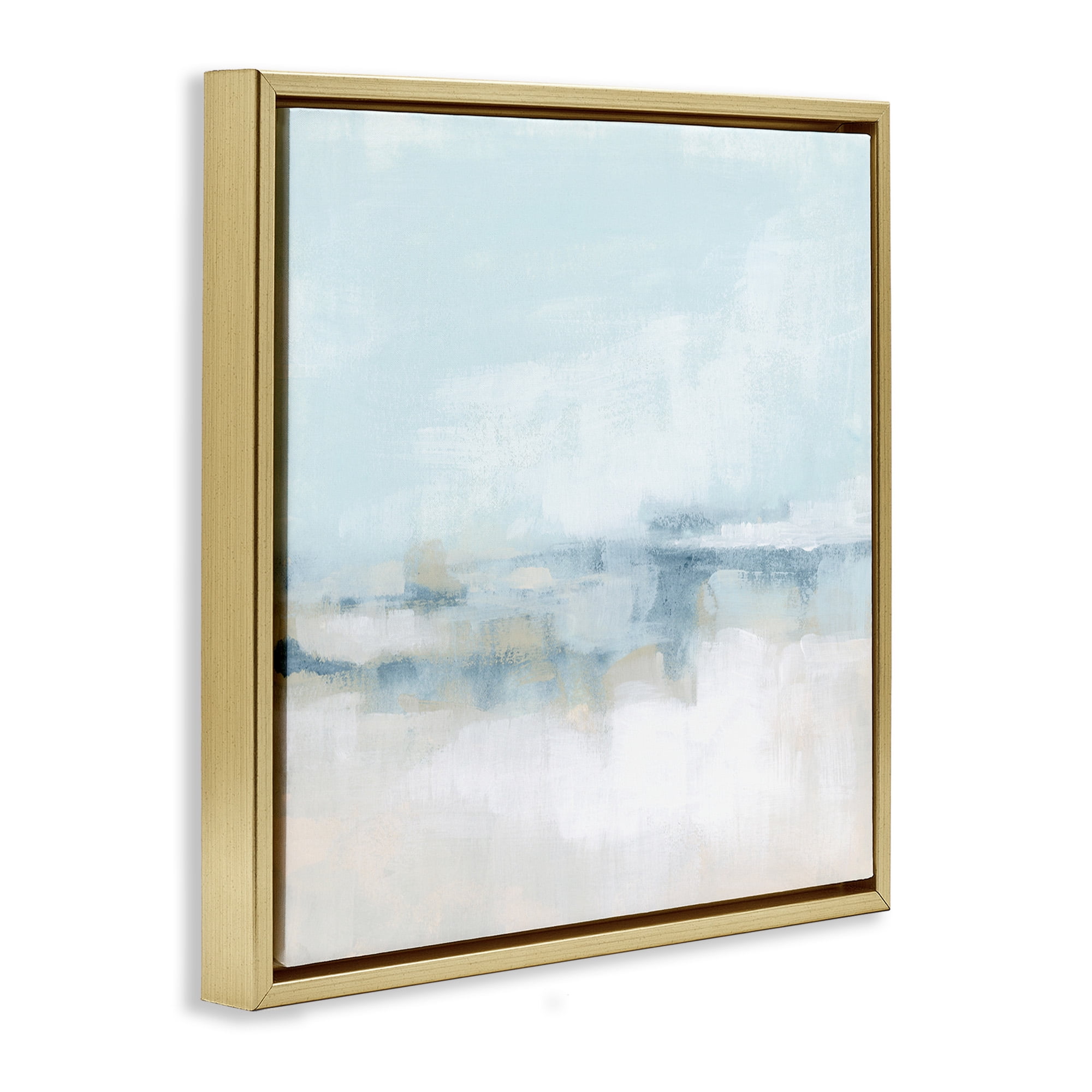 Stupell Industries Abstract Cloudy Landscape Blue Fog Abstract Painting Gold Floater Framed Canvas Art Print Wall Art, 25 x 25