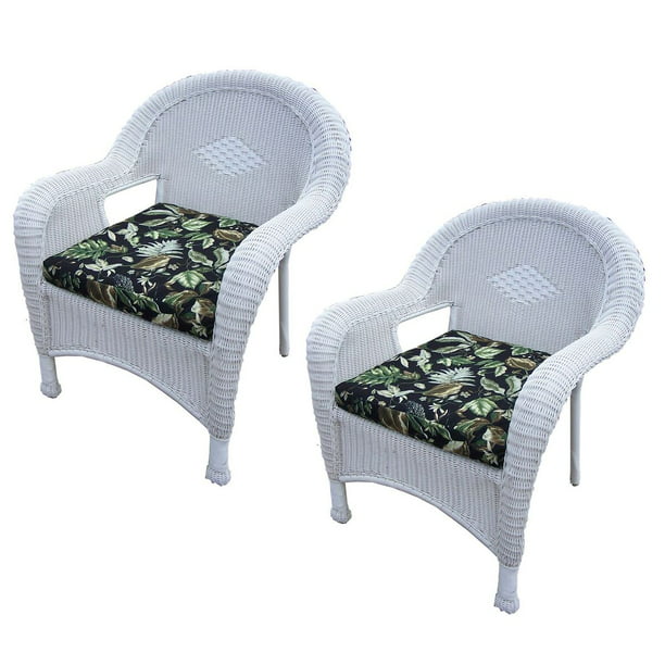 Pack of 2 Bright White Stylish Outdoor Patio Resin Wicker Arm Chairs