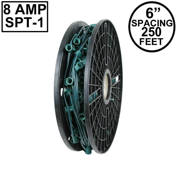 Novelty Lights 250 Foot C9 Christmas Stringer Bulk Reel Green Wire 12 Spacing Intermediate Base C9 E17 Spt 1 8 Amp Wire Walmart Com Walmart Com