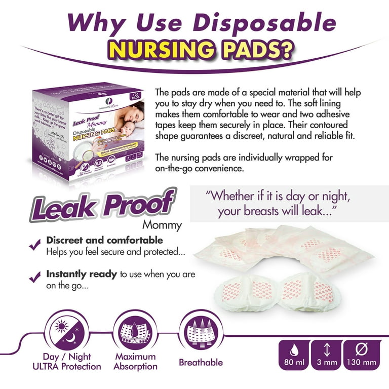 Dr. Brown's Disposable Breast Pads for Leakproof Protection, Absorbent &  Discreet Nursing Pads with Adhesive Strips for Day & Night, 60 Count