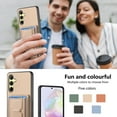 thumbnail image 6 of Compatible for Samsung Galaxy A15 Carbon Fiber Texture Wallet Case with Credit Card Slots, Shockproof Protection Business PU Leather Flip Kickstand Phone Cover for Galaxy A15, Khaki, 6 of 9