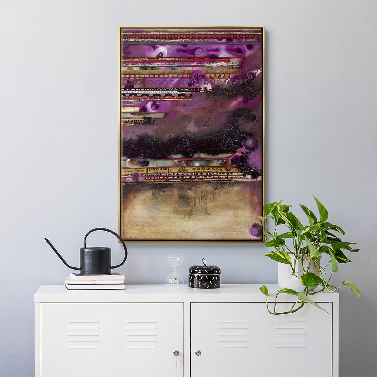 Fuschia on Fire Framed Premium Gallery Wrapped Canvas - Ready to Hang - 17 x 25 - Gold Floating Frame